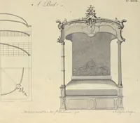 An illustration from The gentleman and cabinet-maker's director : being a large collection of the most elegant and useful designs of household furniture, in the most fashionable taste : including a great variety of chairs, cofas, beds, and couches : china-tables, dressing-tables, shaving-tables, bason-stands, and teakettle-stands : frames for marble-slabs, bureau-dressing-tables, and commodes : writing-tables, and library-tables : library-book-cases, organ-cases for private rooms, or churches, desks, and book-cases : dressing and writing-tables with book-cases, toilets, cabinets, and cloaths-presses : china-cases, china-shelves, and book-shelves : candle-stands, terms for busts, stands for china jars, and pedestals : cisterns for water, lanthorns, and chandeliers : fire-screens, brackets, and clock-cases : pier-glasses, and table-frames : girandoles, chimney-pieces, and picture-frames : stove-grates, boarders, frets, Chinese-railing, and brass-work, for furniture : and other ornaments : to which is prefixed, a short explanation of the five orders of architecture : with proper directions for executing the most difficult pieces, the mouldings being exhibited at large, and the dimensions of each design specified : the whole comprehended in two hundred copper-plates, neatly engraved ... (1762)