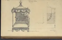 Picture 41 of 189 from The gentleman and cabinet-maker's director : being a large collection of the most elegant and useful designs of household furniture, in the most fashionable taste : including a great variety of chairs, cofas, beds, and couches : china-tables, dressing-tables, shaving-tables, bason-stands, and teakettle-stands : frames for marble-slabs, bureau-dressing-tables, and commodes : writing-tables, and library-tables : library-book-cases, organ-cases for private rooms, or churches, desks, and book-cases : dressing and writing-tables with book-cases, toilets, cabinets, and cloaths-presses : china-cases, china-shelves, and book-shelves : candle-stands, terms for busts, stands for china jars, and pedestals : cisterns for water, lanthorns, and chandeliers : fire-screens, brackets, and clock-cases : pier-glasses, and table-frames : girandoles, chimney-pieces, and picture-frames : stove-grates, boarders, frets, Chinese-railing, and brass-work, for furniture : and other ornaments : to which is prefixed, a short explanation of the five orders of architecture : with proper directions for executing the most difficult pieces, the mouldings being exhibited at large, and the dimensions of each design specified : the whole comprehended in two hundred copper-plates, neatly engraved ... (1762), leaf 110