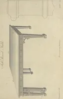 An illustration from The gentleman and cabinet-maker's director : being a large collection of the most elegant and useful designs of household furniture, in the most fashionable taste : including a great variety of chairs, cofas, beds, and couches : china-tables, dressing-tables, shaving-tables, bason-stands, and teakettle-stands : frames for marble-slabs, bureau-dressing-tables, and commodes : writing-tables, and library-tables : library-book-cases, organ-cases for private rooms, or churches, desks, and book-cases : dressing and writing-tables with book-cases, toilets, cabinets, and cloaths-presses : china-cases, china-shelves, and book-shelves : candle-stands, terms for busts, stands for china jars, and pedestals : cisterns for water, lanthorns, and chandeliers : fire-screens, brackets, and clock-cases : pier-glasses, and table-frames : girandoles, chimney-pieces, and picture-frames : stove-grates, boarders, frets, Chinese-railing, and brass-work, for furniture : and other ornaments : to which is prefixed, a short explanation of the five orders of architecture : with proper directions for executing the most difficult pieces, the mouldings being exhibited at large, and the dimensions of each design specified : the whole comprehended in two hundred copper-plates, neatly engraved ... (1762)