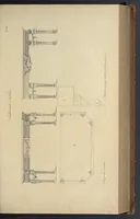 An illustration from The gentleman and cabinet-maker's director : being a large collection of the most elegant and useful designs of household furniture, in the most fashionable taste : including a great variety of chairs, cofas, beds, and couches : china-tables, dressing-tables, shaving-tables, bason-stands, and teakettle-stands : frames for marble-slabs, bureau-dressing-tables, and commodes : writing-tables, and library-tables : library-book-cases, organ-cases for private rooms, or churches, desks, and book-cases : dressing and writing-tables with book-cases, toilets, cabinets, and cloaths-presses : china-cases, china-shelves, and book-shelves : candle-stands, terms for busts, stands for china jars, and pedestals : cisterns for water, lanthorns, and chandeliers : fire-screens, brackets, and clock-cases : pier-glasses, and table-frames : girandoles, chimney-pieces, and picture-frames : stove-grates, boarders, frets, Chinese-railing, and brass-work, for furniture : and other ornaments : to which is prefixed, a short explanation of the five orders of architecture : with proper directions for executing the most difficult pieces, the mouldings being exhibited at large, and the dimensions of each design specified : the whole comprehended in two hundred copper-plates, neatly engraved ... (1762)