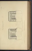 Picture 56 of 189 from The gentleman and cabinet-maker's director : being a large collection of the most elegant and useful designs of household furniture, in the most fashionable taste : including a great variety of chairs, cofas, beds, and couches : china-tables, dressing-tables, shaving-tables, bason-stands, and teakettle-stands : frames for marble-slabs, bureau-dressing-tables, and commodes : writing-tables, and library-tables : library-book-cases, organ-cases for private rooms, or churches, desks, and book-cases : dressing and writing-tables with book-cases, toilets, cabinets, and cloaths-presses : china-cases, china-shelves, and book-shelves : candle-stands, terms for busts, stands for china jars, and pedestals : cisterns for water, lanthorns, and chandeliers : fire-screens, brackets, and clock-cases : pier-glasses, and table-frames : girandoles, chimney-pieces, and picture-frames : stove-grates, boarders, frets, Chinese-railing, and brass-work, for furniture : and other ornaments : to which is prefixed, a short explanation of the five orders of architecture : with proper directions for executing the most difficult pieces, the mouldings being exhibited at large, and the dimensions of each design specified : the whole comprehended in two hundred copper-plates, neatly engraved ... (1762), leaf 150