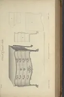 An illustration from The gentleman and cabinet-maker's director : being a large collection of the most elegant and useful designs of household furniture, in the most fashionable taste : including a great variety of chairs, cofas, beds, and couches : china-tables, dressing-tables, shaving-tables, bason-stands, and teakettle-stands : frames for marble-slabs, bureau-dressing-tables, and commodes : writing-tables, and library-tables : library-book-cases, organ-cases for private rooms, or churches, desks, and book-cases : dressing and writing-tables with book-cases, toilets, cabinets, and cloaths-presses : china-cases, china-shelves, and book-shelves : candle-stands, terms for busts, stands for china jars, and pedestals : cisterns for water, lanthorns, and chandeliers : fire-screens, brackets, and clock-cases : pier-glasses, and table-frames : girandoles, chimney-pieces, and picture-frames : stove-grates, boarders, frets, Chinese-railing, and brass-work, for furniture : and other ornaments : to which is prefixed, a short explanation of the five orders of architecture : with proper directions for executing the most difficult pieces, the mouldings being exhibited at large, and the dimensions of each design specified : the whole comprehended in two hundred copper-plates, neatly engraved ... (1762)