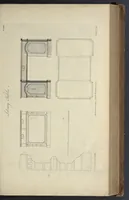 An illustration from The gentleman and cabinet-maker's director : being a large collection of the most elegant and useful designs of household furniture, in the most fashionable taste : including a great variety of chairs, cofas, beds, and couches : china-tables, dressing-tables, shaving-tables, bason-stands, and teakettle-stands : frames for marble-slabs, bureau-dressing-tables, and commodes : writing-tables, and library-tables : library-book-cases, organ-cases for private rooms, or churches, desks, and book-cases : dressing and writing-tables with book-cases, toilets, cabinets, and cloaths-presses : china-cases, china-shelves, and book-shelves : candle-stands, terms for busts, stands for china jars, and pedestals : cisterns for water, lanthorns, and chandeliers : fire-screens, brackets, and clock-cases : pier-glasses, and table-frames : girandoles, chimney-pieces, and picture-frames : stove-grates, boarders, frets, Chinese-railing, and brass-work, for furniture : and other ornaments : to which is prefixed, a short explanation of the five orders of architecture : with proper directions for executing the most difficult pieces, the mouldings being exhibited at large, and the dimensions of each design specified : the whole comprehended in two hundred copper-plates, neatly engraved ... (1762)