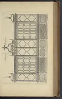 An illustration from The gentleman and cabinet-maker's director : being a large collection of the most elegant and useful designs of household furniture, in the most fashionable taste : including a great variety of chairs, cofas, beds, and couches : china-tables, dressing-tables, shaving-tables, bason-stands, and teakettle-stands : frames for marble-slabs, bureau-dressing-tables, and commodes : writing-tables, and library-tables : library-book-cases, organ-cases for private rooms, or churches, desks, and book-cases : dressing and writing-tables with book-cases, toilets, cabinets, and cloaths-presses : china-cases, china-shelves, and book-shelves : candle-stands, terms for busts, stands for china jars, and pedestals : cisterns for water, lanthorns, and chandeliers : fire-screens, brackets, and clock-cases : pier-glasses, and table-frames : girandoles, chimney-pieces, and picture-frames : stove-grates, boarders, frets, Chinese-railing, and brass-work, for furniture : and other ornaments : to which is prefixed, a short explanation of the five orders of architecture : with proper directions for executing the most difficult pieces, the mouldings being exhibited at large, and the dimensions of each design specified : the whole comprehended in two hundred copper-plates, neatly engraved ... (1762)