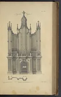 An illustration from The gentleman and cabinet-maker's director : being a large collection of the most elegant and useful designs of household furniture, in the most fashionable taste : including a great variety of chairs, cofas, beds, and couches : china-tables, dressing-tables, shaving-tables, bason-stands, and teakettle-stands : frames for marble-slabs, bureau-dressing-tables, and commodes : writing-tables, and library-tables : library-book-cases, organ-cases for private rooms, or churches, desks, and book-cases : dressing and writing-tables with book-cases, toilets, cabinets, and cloaths-presses : china-cases, china-shelves, and book-shelves : candle-stands, terms for busts, stands for china jars, and pedestals : cisterns for water, lanthorns, and chandeliers : fire-screens, brackets, and clock-cases : pier-glasses, and table-frames : girandoles, chimney-pieces, and picture-frames : stove-grates, boarders, frets, Chinese-railing, and brass-work, for furniture : and other ornaments : to which is prefixed, a short explanation of the five orders of architecture : with proper directions for executing the most difficult pieces, the mouldings being exhibited at large, and the dimensions of each design specified : the whole comprehended in two hundred copper-plates, neatly engraved ... (1762)