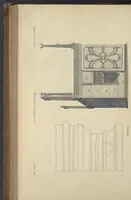 An illustration from The gentleman and cabinet-maker's director : being a large collection of the most elegant and useful designs of household furniture, in the most fashionable taste : including a great variety of chairs, cofas, beds, and couches : china-tables, dressing-tables, shaving-tables, bason-stands, and teakettle-stands : frames for marble-slabs, bureau-dressing-tables, and commodes : writing-tables, and library-tables : library-book-cases, organ-cases for private rooms, or churches, desks, and book-cases : dressing and writing-tables with book-cases, toilets, cabinets, and cloaths-presses : china-cases, china-shelves, and book-shelves : candle-stands, terms for busts, stands for china jars, and pedestals : cisterns for water, lanthorns, and chandeliers : fire-screens, brackets, and clock-cases : pier-glasses, and table-frames : girandoles, chimney-pieces, and picture-frames : stove-grates, boarders, frets, Chinese-railing, and brass-work, for furniture : and other ornaments : to which is prefixed, a short explanation of the five orders of architecture : with proper directions for executing the most difficult pieces, the mouldings being exhibited at large, and the dimensions of each design specified : the whole comprehended in two hundred copper-plates, neatly engraved ... (1762)