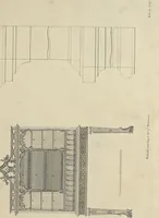 An illustration from The gentleman and cabinet-maker's director : being a large collection of the most elegant and useful designs of household furniture, in the most fashionable taste : including a great variety of chairs, cofas, beds, and couches : china-tables, dressing-tables, shaving-tables, bason-stands, and teakettle-stands : frames for marble-slabs, bureau-dressing-tables, and commodes : writing-tables, and library-tables : library-book-cases, organ-cases for private rooms, or churches, desks, and book-cases : dressing and writing-tables with book-cases, toilets, cabinets, and cloaths-presses : china-cases, china-shelves, and book-shelves : candle-stands, terms for busts, stands for china jars, and pedestals : cisterns for water, lanthorns, and chandeliers : fire-screens, brackets, and clock-cases : pier-glasses, and table-frames : girandoles, chimney-pieces, and picture-frames : stove-grates, boarders, frets, Chinese-railing, and brass-work, for furniture : and other ornaments : to which is prefixed, a short explanation of the five orders of architecture : with proper directions for executing the most difficult pieces, the mouldings being exhibited at large, and the dimensions of each design specified : the whole comprehended in two hundred copper-plates, neatly engraved ... (1762)