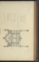 An illustration from The gentleman and cabinet-maker's director : being a large collection of the most elegant and useful designs of household furniture, in the most fashionable taste : including a great variety of chairs, cofas, beds, and couches : china-tables, dressing-tables, shaving-tables, bason-stands, and teakettle-stands : frames for marble-slabs, bureau-dressing-tables, and commodes : writing-tables, and library-tables : library-book-cases, organ-cases for private rooms, or churches, desks, and book-cases : dressing and writing-tables with book-cases, toilets, cabinets, and cloaths-presses : china-cases, china-shelves, and book-shelves : candle-stands, terms for busts, stands for china jars, and pedestals : cisterns for water, lanthorns, and chandeliers : fire-screens, brackets, and clock-cases : pier-glasses, and table-frames : girandoles, chimney-pieces, and picture-frames : stove-grates, boarders, frets, Chinese-railing, and brass-work, for furniture : and other ornaments : to which is prefixed, a short explanation of the five orders of architecture : with proper directions for executing the most difficult pieces, the mouldings being exhibited at large, and the dimensions of each design specified : the whole comprehended in two hundred copper-plates, neatly engraved ... (1762)