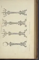 Picture 130 of 189 from The gentleman and cabinet-maker's director : being a large collection of the most elegant and useful designs of household furniture, in the most fashionable taste : including a great variety of chairs, cofas, beds, and couches : china-tables, dressing-tables, shaving-tables, bason-stands, and teakettle-stands : frames for marble-slabs, bureau-dressing-tables, and commodes : writing-tables, and library-tables : library-book-cases, organ-cases for private rooms, or churches, desks, and book-cases : dressing and writing-tables with book-cases, toilets, cabinets, and cloaths-presses : china-cases, china-shelves, and book-shelves : candle-stands, terms for busts, stands for china jars, and pedestals : cisterns for water, lanthorns, and chandeliers : fire-screens, brackets, and clock-cases : pier-glasses, and table-frames : girandoles, chimney-pieces, and picture-frames : stove-grates, boarders, frets, Chinese-railing, and brass-work, for furniture : and other ornaments : to which is prefixed, a short explanation of the five orders of architecture : with proper directions for executing the most difficult pieces, the mouldings being exhibited at large, and the dimensions of each design specified : the whole comprehended in two hundred copper-plates, neatly engraved ... (1762), leaf 318