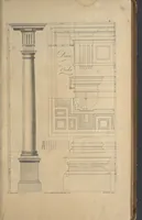 An illustration from The gentleman and cabinet-maker's director : being a large collection of the most elegant and useful designs of household furniture, in the most fashionable taste : including a great variety of chairs, cofas, beds, and couches : china-tables, dressing-tables, shaving-tables, bason-stands, and teakettle-stands : frames for marble-slabs, bureau-dressing-tables, and commodes : writing-tables, and library-tables : library-book-cases, organ-cases for private rooms, or churches, desks, and book-cases : dressing and writing-tables with book-cases, toilets, cabinets, and cloaths-presses : china-cases, china-shelves, and book-shelves : candle-stands, terms for busts, stands for china jars, and pedestals : cisterns for water, lanthorns, and chandeliers : fire-screens, brackets, and clock-cases : pier-glasses, and table-frames : girandoles, chimney-pieces, and picture-frames : stove-grates, boarders, frets, Chinese-railing, and brass-work, for furniture : and other ornaments : to which is prefixed, a short explanation of the five orders of architecture : with proper directions for executing the most difficult pieces, the mouldings being exhibited at large, and the dimensions of each design specified : the whole comprehended in two hundred copper-plates, neatly engraved ... (1762)