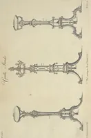 An illustration from The gentleman and cabinet-maker's director : being a large collection of the most elegant and useful designs of household furniture, in the most fashionable taste : including a great variety of chairs, cofas, beds, and couches : china-tables, dressing-tables, shaving-tables, bason-stands, and teakettle-stands : frames for marble-slabs, bureau-dressing-tables, and commodes : writing-tables, and library-tables : library-book-cases, organ-cases for private rooms, or churches, desks, and book-cases : dressing and writing-tables with book-cases, toilets, cabinets, and cloaths-presses : china-cases, china-shelves, and book-shelves : candle-stands, terms for busts, stands for china jars, and pedestals : cisterns for water, lanthorns, and chandeliers : fire-screens, brackets, and clock-cases : pier-glasses, and table-frames : girandoles, chimney-pieces, and picture-frames : stove-grates, boarders, frets, Chinese-railing, and brass-work, for furniture : and other ornaments : to which is prefixed, a short explanation of the five orders of architecture : with proper directions for executing the most difficult pieces, the mouldings being exhibited at large, and the dimensions of each design specified : the whole comprehended in two hundred copper-plates, neatly engraved ... (1762)