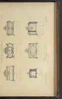 An illustration from The gentleman and cabinet-maker's director : being a large collection of the most elegant and useful designs of household furniture, in the most fashionable taste : including a great variety of chairs, cofas, beds, and couches : china-tables, dressing-tables, shaving-tables, bason-stands, and teakettle-stands : frames for marble-slabs, bureau-dressing-tables, and commodes : writing-tables, and library-tables : library-book-cases, organ-cases for private rooms, or churches, desks, and book-cases : dressing and writing-tables with book-cases, toilets, cabinets, and cloaths-presses : china-cases, china-shelves, and book-shelves : candle-stands, terms for busts, stands for china jars, and pedestals : cisterns for water, lanthorns, and chandeliers : fire-screens, brackets, and clock-cases : pier-glasses, and table-frames : girandoles, chimney-pieces, and picture-frames : stove-grates, boarders, frets, Chinese-railing, and brass-work, for furniture : and other ornaments : to which is prefixed, a short explanation of the five orders of architecture : with proper directions for executing the most difficult pieces, the mouldings being exhibited at large, and the dimensions of each design specified : the whole comprehended in two hundred copper-plates, neatly engraved ... (1762)