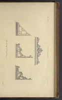 An illustration from The gentleman and cabinet-maker's director : being a large collection of the most elegant and useful designs of household furniture, in the most fashionable taste : including a great variety of chairs, cofas, beds, and couches : china-tables, dressing-tables, shaving-tables, bason-stands, and teakettle-stands : frames for marble-slabs, bureau-dressing-tables, and commodes : writing-tables, and library-tables : library-book-cases, organ-cases for private rooms, or churches, desks, and book-cases : dressing and writing-tables with book-cases, toilets, cabinets, and cloaths-presses : china-cases, china-shelves, and book-shelves : candle-stands, terms for busts, stands for china jars, and pedestals : cisterns for water, lanthorns, and chandeliers : fire-screens, brackets, and clock-cases : pier-glasses, and table-frames : girandoles, chimney-pieces, and picture-frames : stove-grates, boarders, frets, Chinese-railing, and brass-work, for furniture : and other ornaments : to which is prefixed, a short explanation of the five orders of architecture : with proper directions for executing the most difficult pieces, the mouldings being exhibited at large, and the dimensions of each design specified : the whole comprehended in two hundred copper-plates, neatly engraved ... (1762)