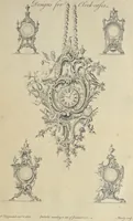 An illustration from The gentleman and cabinet-maker's director : being a large collection of the most elegant and useful designs of household furniture, in the most fashionable taste : including a great variety of chairs, cofas, beds, and couches : china-tables, dressing-tables, shaving-tables, bason-stands, and teakettle-stands : frames for marble-slabs, bureau-dressing-tables, and commodes : writing-tables, and library-tables : library-book-cases, organ-cases for private rooms, or churches, desks, and book-cases : dressing and writing-tables with book-cases, toilets, cabinets, and cloaths-presses : china-cases, china-shelves, and book-shelves : candle-stands, terms for busts, stands for china jars, and pedestals : cisterns for water, lanthorns, and chandeliers : fire-screens, brackets, and clock-cases : pier-glasses, and table-frames : girandoles, chimney-pieces, and picture-frames : stove-grates, boarders, frets, Chinese-railing, and brass-work, for furniture : and other ornaments : to which is prefixed, a short explanation of the five orders of architecture : with proper directions for executing the most difficult pieces, the mouldings being exhibited at large, and the dimensions of each design specified : the whole comprehended in two hundred copper-plates, neatly engraved ... (1762)