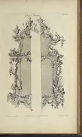 An illustration from The gentleman and cabinet-maker's director : being a large collection of the most elegant and useful designs of household furniture, in the most fashionable taste : including a great variety of chairs, cofas, beds, and couches : china-tables, dressing-tables, shaving-tables, bason-stands, and teakettle-stands : frames for marble-slabs, bureau-dressing-tables, and commodes : writing-tables, and library-tables : library-book-cases, organ-cases for private rooms, or churches, desks, and book-cases : dressing and writing-tables with book-cases, toilets, cabinets, and cloaths-presses : china-cases, china-shelves, and book-shelves : candle-stands, terms for busts, stands for china jars, and pedestals : cisterns for water, lanthorns, and chandeliers : fire-screens, brackets, and clock-cases : pier-glasses, and table-frames : girandoles, chimney-pieces, and picture-frames : stove-grates, boarders, frets, Chinese-railing, and brass-work, for furniture : and other ornaments : to which is prefixed, a short explanation of the five orders of architecture : with proper directions for executing the most difficult pieces, the mouldings being exhibited at large, and the dimensions of each design specified : the whole comprehended in two hundred copper-plates, neatly engraved ... (1762)