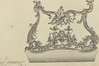 An illustration from The gentleman and cabinet-maker's director : being a large collection of the most elegant and useful designs of household furniture, in the most fashionable taste : including a great variety of chairs, cofas, beds, and couches : china-tables, dressing-tables, shaving-tables, bason-stands, and teakettle-stands : frames for marble-slabs, bureau-dressing-tables, and commodes : writing-tables, and library-tables : library-book-cases, organ-cases for private rooms, or churches, desks, and book-cases : dressing and writing-tables with book-cases, toilets, cabinets, and cloaths-presses : china-cases, china-shelves, and book-shelves : candle-stands, terms for busts, stands for china jars, and pedestals : cisterns for water, lanthorns, and chandeliers : fire-screens, brackets, and clock-cases : pier-glasses, and table-frames : girandoles, chimney-pieces, and picture-frames : stove-grates, boarders, frets, Chinese-railing, and brass-work, for furniture : and other ornaments : to which is prefixed, a short explanation of the five orders of architecture : with proper directions for executing the most difficult pieces, the mouldings being exhibited at large, and the dimensions of each design specified : the whole comprehended in two hundred copper-plates, neatly engraved ... (1762)