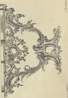 An illustration from The gentleman and cabinet-maker's director : being a large collection of the most elegant and useful designs of household furniture, in the most fashionable taste : including a great variety of chairs, cofas, beds, and couches : china-tables, dressing-tables, shaving-tables, bason-stands, and teakettle-stands : frames for marble-slabs, bureau-dressing-tables, and commodes : writing-tables, and library-tables : library-book-cases, organ-cases for private rooms, or churches, desks, and book-cases : dressing and writing-tables with book-cases, toilets, cabinets, and cloaths-presses : china-cases, china-shelves, and book-shelves : candle-stands, terms for busts, stands for china jars, and pedestals : cisterns for water, lanthorns, and chandeliers : fire-screens, brackets, and clock-cases : pier-glasses, and table-frames : girandoles, chimney-pieces, and picture-frames : stove-grates, boarders, frets, Chinese-railing, and brass-work, for furniture : and other ornaments : to which is prefixed, a short explanation of the five orders of architecture : with proper directions for executing the most difficult pieces, the mouldings being exhibited at large, and the dimensions of each design specified : the whole comprehended in two hundred copper-plates, neatly engraved ... (1762)