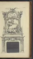 Picture 172 of 189 from The gentleman and cabinet-maker's director : being a large collection of the most elegant and useful designs of household furniture, in the most fashionable taste : including a great variety of chairs, cofas, beds, and couches : china-tables, dressing-tables, shaving-tables, bason-stands, and teakettle-stands : frames for marble-slabs, bureau-dressing-tables, and commodes : writing-tables, and library-tables : library-book-cases, organ-cases for private rooms, or churches, desks, and book-cases : dressing and writing-tables with book-cases, toilets, cabinets, and cloaths-presses : china-cases, china-shelves, and book-shelves : candle-stands, terms for busts, stands for china jars, and pedestals : cisterns for water, lanthorns, and chandeliers : fire-screens, brackets, and clock-cases : pier-glasses, and table-frames : girandoles, chimney-pieces, and picture-frames : stove-grates, boarders, frets, Chinese-railing, and brass-work, for furniture : and other ornaments : to which is prefixed, a short explanation of the five orders of architecture : with proper directions for executing the most difficult pieces, the mouldings being exhibited at large, and the dimensions of each design specified : the whole comprehended in two hundred copper-plates, neatly engraved ... (1762), leaf 392