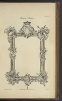 Picture 175 of 189 from The gentleman and cabinet-maker's director : being a large collection of the most elegant and useful designs of household furniture, in the most fashionable taste : including a great variety of chairs, cofas, beds, and couches : china-tables, dressing-tables, shaving-tables, bason-stands, and teakettle-stands : frames for marble-slabs, bureau-dressing-tables, and commodes : writing-tables, and library-tables : library-book-cases, organ-cases for private rooms, or churches, desks, and book-cases : dressing and writing-tables with book-cases, toilets, cabinets, and cloaths-presses : china-cases, china-shelves, and book-shelves : candle-stands, terms for busts, stands for china jars, and pedestals : cisterns for water, lanthorns, and chandeliers : fire-screens, brackets, and clock-cases : pier-glasses, and table-frames : girandoles, chimney-pieces, and picture-frames : stove-grates, boarders, frets, Chinese-railing, and brass-work, for furniture : and other ornaments : to which is prefixed, a short explanation of the five orders of architecture : with proper directions for executing the most difficult pieces, the mouldings being exhibited at large, and the dimensions of each design specified : the whole comprehended in two hundred copper-plates, neatly engraved ... (1762), leaf 396