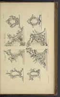 An illustration from The gentleman and cabinet-maker's director : being a large collection of the most elegant and useful designs of household furniture, in the most fashionable taste : including a great variety of chairs, cofas, beds, and couches : china-tables, dressing-tables, shaving-tables, bason-stands, and teakettle-stands : frames for marble-slabs, bureau-dressing-tables, and commodes : writing-tables, and library-tables : library-book-cases, organ-cases for private rooms, or churches, desks, and book-cases : dressing and writing-tables with book-cases, toilets, cabinets, and cloaths-presses : china-cases, china-shelves, and book-shelves : candle-stands, terms for busts, stands for china jars, and pedestals : cisterns for water, lanthorns, and chandeliers : fire-screens, brackets, and clock-cases : pier-glasses, and table-frames : girandoles, chimney-pieces, and picture-frames : stove-grates, boarders, frets, Chinese-railing, and brass-work, for furniture : and other ornaments : to which is prefixed, a short explanation of the five orders of architecture : with proper directions for executing the most difficult pieces, the mouldings being exhibited at large, and the dimensions of each design specified : the whole comprehended in two hundred copper-plates, neatly engraved ... (1762)