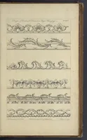 An illustration from The gentleman and cabinet-maker's director : being a large collection of the most elegant and useful designs of household furniture, in the most fashionable taste : including a great variety of chairs, cofas, beds, and couches : china-tables, dressing-tables, shaving-tables, bason-stands, and teakettle-stands : frames for marble-slabs, bureau-dressing-tables, and commodes : writing-tables, and library-tables : library-book-cases, organ-cases for private rooms, or churches, desks, and book-cases : dressing and writing-tables with book-cases, toilets, cabinets, and cloaths-presses : china-cases, china-shelves, and book-shelves : candle-stands, terms for busts, stands for china jars, and pedestals : cisterns for water, lanthorns, and chandeliers : fire-screens, brackets, and clock-cases : pier-glasses, and table-frames : girandoles, chimney-pieces, and picture-frames : stove-grates, boarders, frets, Chinese-railing, and brass-work, for furniture : and other ornaments : to which is prefixed, a short explanation of the five orders of architecture : with proper directions for executing the most difficult pieces, the mouldings being exhibited at large, and the dimensions of each design specified : the whole comprehended in two hundred copper-plates, neatly engraved ... (1762)