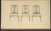 Picture 13 of 189 from The gentleman and cabinet-maker's director : being a large collection of the most elegant and useful designs of household furniture, in the most fashionable taste : including a great variety of chairs, cofas, beds, and couches : china-tables, dressing-tables, shaving-tables, bason-stands, and teakettle-stands : frames for marble-slabs, bureau-dressing-tables, and commodes : writing-tables, and library-tables : library-book-cases, organ-cases for private rooms, or churches, desks, and book-cases : dressing and writing-tables with book-cases, toilets, cabinets, and cloaths-presses : china-cases, china-shelves, and book-shelves : candle-stands, terms for busts, stands for china jars, and pedestals : cisterns for water, lanthorns, and chandeliers : fire-screens, brackets, and clock-cases : pier-glasses, and table-frames : girandoles, chimney-pieces, and picture-frames : stove-grates, boarders, frets, Chinese-railing, and brass-work, for furniture : and other ornaments : to which is prefixed, a short explanation of the five orders of architecture : with proper directions for executing the most difficult pieces, the mouldings being exhibited at large, and the dimensions of each design specified : the whole comprehended in two hundred copper-plates, neatly engraved ... (1762), leaf 52