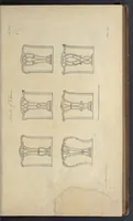 An illustration from The gentleman and cabinet-maker's director : being a large collection of the most elegant and useful designs of household furniture, in the most fashionable taste : including a great variety of chairs, cofas, beds, and couches : china-tables, dressing-tables, shaving-tables, bason-stands, and teakettle-stands : frames for marble-slabs, bureau-dressing-tables, and commodes : writing-tables, and library-tables : library-book-cases, organ-cases for private rooms, or churches, desks, and book-cases : dressing and writing-tables with book-cases, toilets, cabinets, and cloaths-presses : china-cases, china-shelves, and book-shelves : candle-stands, terms for busts, stands for china jars, and pedestals : cisterns for water, lanthorns, and chandeliers : fire-screens, brackets, and clock-cases : pier-glasses, and table-frames : girandoles, chimney-pieces, and picture-frames : stove-grates, boarders, frets, Chinese-railing, and brass-work, for furniture : and other ornaments : to which is prefixed, a short explanation of the five orders of architecture : with proper directions for executing the most difficult pieces, the mouldings being exhibited at large, and the dimensions of each design specified : the whole comprehended in two hundred copper-plates, neatly engraved ... (1762)