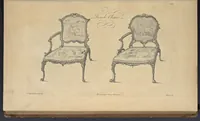 Picture 21 of 189 from The gentleman and cabinet-maker's director : being a large collection of the most elegant and useful designs of household furniture, in the most fashionable taste : including a great variety of chairs, cofas, beds, and couches : china-tables, dressing-tables, shaving-tables, bason-stands, and teakettle-stands : frames for marble-slabs, bureau-dressing-tables, and commodes : writing-tables, and library-tables : library-book-cases, organ-cases for private rooms, or churches, desks, and book-cases : dressing and writing-tables with book-cases, toilets, cabinets, and cloaths-presses : china-cases, china-shelves, and book-shelves : candle-stands, terms for busts, stands for china jars, and pedestals : cisterns for water, lanthorns, and chandeliers : fire-screens, brackets, and clock-cases : pier-glasses, and table-frames : girandoles, chimney-pieces, and picture-frames : stove-grates, boarders, frets, Chinese-railing, and brass-work, for furniture : and other ornaments : to which is prefixed, a short explanation of the five orders of architecture : with proper directions for executing the most difficult pieces, the mouldings being exhibited at large, and the dimensions of each design specified : the whole comprehended in two hundred copper-plates, neatly engraved ... (1762), leaf 70