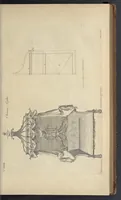 An illustration from The gentleman and cabinet-maker's director : being a large collection of the most elegant and useful designs of household furniture, in the most fashionable taste : including a great variety of chairs, cofas, beds, and couches : china-tables, dressing-tables, shaving-tables, bason-stands, and teakettle-stands : frames for marble-slabs, bureau-dressing-tables, and commodes : writing-tables, and library-tables : library-book-cases, organ-cases for private rooms, or churches, desks, and book-cases : dressing and writing-tables with book-cases, toilets, cabinets, and cloaths-presses : china-cases, china-shelves, and book-shelves : candle-stands, terms for busts, stands for china jars, and pedestals : cisterns for water, lanthorns, and chandeliers : fire-screens, brackets, and clock-cases : pier-glasses, and table-frames : girandoles, chimney-pieces, and picture-frames : stove-grates, boarders, frets, Chinese-railing, and brass-work, for furniture : and other ornaments : to which is prefixed, a short explanation of the five orders of architecture : with proper directions for executing the most difficult pieces, the mouldings being exhibited at large, and the dimensions of each design specified : the whole comprehended in two hundred copper-plates, neatly engraved ... (1762)