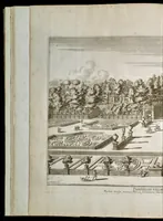 An illustration from Villa Pamphilia : eiusque palatium, cum suis prospectibus, statuae, fontes, vivaria, theatra, areolae, plantarum, viarumque ordines, cum eiusdem villae absoluta delineatione (1650)