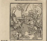 An illustration from Methodius primũ olympiade : et postea Tyrii ciuitatum episcopus. ... multa edidit documẽta et presertim de mundi creatione eidem in carcere reuelata ..