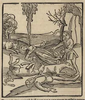 An illustration from Methodius primũ olympiade : et postea Tyrii ciuitatum episcopus. ... multa edidit documẽta et presertim de mundi creatione eidem in carcere reuelata ..