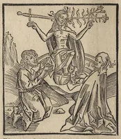 An illustration from Methodius primũ olympiade : et postea Tyrii ciuitatum episcopus. ... multa edidit documẽta et presertim de mundi creatione eidem in carcere reuelata ..