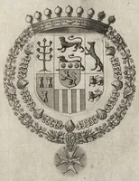 Picture 18 of 23 from Les noms, surnoms, qualitez, armes, et blasons des cheualiers et officiers de l'Ordre du S. Esprit : creez par Louis le Iuste, XIII du nom, roy de France et de Navarre, a Fontainebleau, le 14 May 1633 : auec les figures en taille-douces, curieusement grauées, et representant au vray les ceremonies et vestemens desdits sieurs cheualiers : et vn ample discours sur ce qui s'y est passé (1634), leaf 106