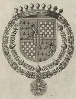 Picture 22 of 23 from Les noms, surnoms, qualitez, armes, et blasons des cheualiers et officiers de l'Ordre du S. Esprit : creez par Louis le Iuste, XIII du nom, roy de France et de Navarre, a Fontainebleau, le 14 May 1633 : auec les figures en taille-douces, curieusement grauées, et representant au vray les ceremonies et vestemens desdits sieurs cheualiers : et vn ample discours sur ce qui s'y est passé (1634), leaf 122
