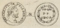 An illustration from Numismata imperatorum romanorum praestantiora a Julio Caesare ad Postumum et tyrannos (1694)