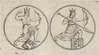 An illustration from Les Cesars de l'empereur Julien : traduits du grec, avec des remarques & des preuves illustrées par les médailles, & autres anciens monumens (1683)
