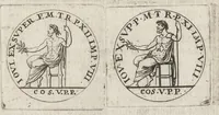 An illustration from Les Cesars de l'empereur Julien : traduits du grec, avec des remarques & des preuves illustrées par les médailles, & autres anciens monumens (1683)