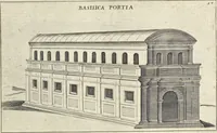 Picture 60 of 168 from Splendore dell'antica e moderna Roma : nel qvale si rappresentano tutti i principali tempii, teatri, anfiteatri, cerchi, naumachie, archi trionfali, obelischi, palagii, terme, curie, basiliche, fatti delli ré, consoli, dittatori, & imperadori romani : dignità ciuili, e militari, ordine de' trionfi, nomi di tutti i trionfanti, sacrificio militare; colonna Traiana, colonna Antonina, colonna milliaria, colonna rostrata, & colonna bellica; con li più segnalati giardini de gli antichi, e moderni Romani & altre cose notabili, con fatti, & imprese di quelli, da'quali sono stati eretti, e dedicati. : et in questa vltima impressione abbellito di molti disegni antichi, e moderni; & aggiuntoui le descrittioni delle figure cauate dall'antichi medaglie de gl'imperadori, in quatto linguagi latino, italiano, tedesco, e francese, per vtilità commune (1641), leaf 140