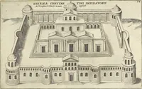 Picture 76 of 168 from Splendore dell'antica e moderna Roma : nel qvale si rappresentano tutti i principali tempii, teatri, anfiteatri, cerchi, naumachie, archi trionfali, obelischi, palagii, terme, curie, basiliche, fatti delli ré, consoli, dittatori, & imperadori romani : dignità ciuili, e militari, ordine de' trionfi, nomi di tutti i trionfanti, sacrificio militare; colonna Traiana, colonna Antonina, colonna milliaria, colonna rostrata, & colonna bellica; con li più segnalati giardini de gli antichi, e moderni Romani & altre cose notabili, con fatti, & imprese di quelli, da'quali sono stati eretti, e dedicati. : et in questa vltima impressione abbellito di molti disegni antichi, e moderni; & aggiuntoui le descrittioni delle figure cauate dall'antichi medaglie de gl'imperadori, in quatto linguagi latino, italiano, tedesco, e francese, per vtilità commune (1641), leaf 172