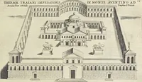 Picture 79 of 168 from Splendore dell'antica e moderna Roma : nel qvale si rappresentano tutti i principali tempii, teatri, anfiteatri, cerchi, naumachie, archi trionfali, obelischi, palagii, terme, curie, basiliche, fatti delli ré, consoli, dittatori, & imperadori romani : dignità ciuili, e militari, ordine de' trionfi, nomi di tutti i trionfanti, sacrificio militare; colonna Traiana, colonna Antonina, colonna milliaria, colonna rostrata, & colonna bellica; con li più segnalati giardini de gli antichi, e moderni Romani & altre cose notabili, con fatti, & imprese di quelli, da'quali sono stati eretti, e dedicati. : et in questa vltima impressione abbellito di molti disegni antichi, e moderni; & aggiuntoui le descrittioni delle figure cauate dall'antichi medaglie de gl'imperadori, in quatto linguagi latino, italiano, tedesco, e francese, per vtilità commune (1641), leaf 180