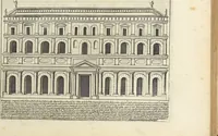 An illustration from Splendore dell'antica e moderna Roma : nel qvale si rappresentano tutti i principali tempii, teatri, anfiteatri, cerchi, naumachie, archi trionfali, obelischi, palagii, terme, curie, basiliche, fatti delli ré, consoli, dittatori, & imperadori romani : dignità ciuili, e militari, ordine de' trionfi, nomi di tutti i trionfanti, sacrificio militare; colonna Traiana, colonna Antonina, colonna milliaria, colonna rostrata, & colonna bellica; con li più segnalati giardini de gli antichi, e moderni Romani & altre cose notabili, con fatti, & imprese di quelli, da'quali sono stati eretti, e dedicati. : et in questa vltima impressione abbellito di molti disegni antichi, e moderni; & aggiuntoui le descrittioni delle figure cauate dall'antichi medaglie de gl'imperadori, in quatto linguagi latino, italiano, tedesco, e francese, per vtilità commune (1641)