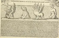 An illustration from Splendore dell'antica e moderna Roma : nel qvale si rappresentano tutti i principali tempii, teatri, anfiteatri, cerchi, naumachie, archi trionfali, obelischi, palagii, terme, curie, basiliche, fatti delli ré, consoli, dittatori, & imperadori romani : dignità ciuili, e militari, ordine de' trionfi, nomi di tutti i trionfanti, sacrificio militare; colonna Traiana, colonna Antonina, colonna milliaria, colonna rostrata, & colonna bellica; con li più segnalati giardini de gli antichi, e moderni Romani & altre cose notabili, con fatti, & imprese di quelli, da'quali sono stati eretti, e dedicati. : et in questa vltima impressione abbellito di molti disegni antichi, e moderni; & aggiuntoui le descrittioni delle figure cauate dall'antichi medaglie de gl'imperadori, in quatto linguagi latino, italiano, tedesco, e francese, per vtilità commune (1641)