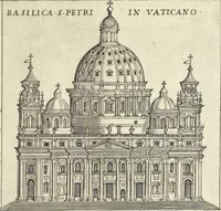 An illustration from Splendore dell'antica e moderna Roma : nel qvale si rappresentano tutti i principali tempii, teatri, anfiteatri, cerchi, naumachie, archi trionfali, obelischi, palagii, terme, curie, basiliche, fatti delli ré, consoli, dittatori, & imperadori romani : dignità ciuili, e militari, ordine de' trionfi, nomi di tutti i trionfanti, sacrificio militare; colonna Traiana, colonna Antonina, colonna milliaria, colonna rostrata, & colonna bellica; con li più segnalati giardini de gli antichi, e moderni Romani & altre cose notabili, con fatti, & imprese di quelli, da'quali sono stati eretti, e dedicati. : et in questa vltima impressione abbellito di molti disegni antichi, e moderni; & aggiuntoui le descrittioni delle figure cauate dall'antichi medaglie de gl'imperadori, in quatto linguagi latino, italiano, tedesco, e francese, per vtilità commune (1641)