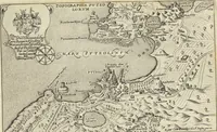 An illustration from Splendore dell'antica e moderna Roma : nel qvale si rappresentano tutti i principali tempii, teatri, anfiteatri, cerchi, naumachie, archi trionfali, obelischi, palagii, terme, curie, basiliche, fatti delli ré, consoli, dittatori, & imperadori romani : dignità ciuili, e militari, ordine de' trionfi, nomi di tutti i trionfanti, sacrificio militare; colonna Traiana, colonna Antonina, colonna milliaria, colonna rostrata, & colonna bellica; con li più segnalati giardini de gli antichi, e moderni Romani & altre cose notabili, con fatti, & imprese di quelli, da'quali sono stati eretti, e dedicati. : et in questa vltima impressione abbellito di molti disegni antichi, e moderni; & aggiuntoui le descrittioni delle figure cauate dall'antichi medaglie de gl'imperadori, in quatto linguagi latino, italiano, tedesco, e francese, per vtilità commune (1641)
