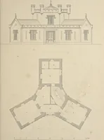 An illustration from Rural architecture : a series of designs, for ornamental cottages and villas, exemplified in plans, elevations, sections, and details, with descriptions (1856)