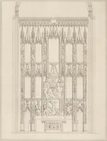 An illustration from The antiquities of the priory of Christ-church, Hants. : consisting of plans, sections, elevations, details, and perspective views, accompanied by historical and descriptive accounts of the priory church : together with some general particulars of the castle and borough (1834)