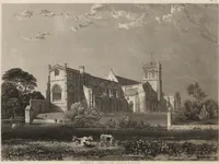 An illustration from The antiquities of the priory of Christ-church, Hants. : consisting of plans, sections, elevations, details, and perspective views, accompanied by historical and descriptive accounts of the priory church : together with some general particulars of the castle and borough (1834)