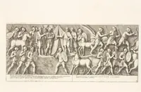 An illustration from Colvmna Antoniniana Marci Avrelii Antonini Avgvsti : rebvs gestis insignis germanis simvl, et sarmatis, gemino bello devictis ex s. c. Romae in Antonini foro, ad viã Flaminiã, erecta (1672)