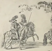 An illustration from Festiva ad capita annulumque decursio : a Rege Ludovico XIV, principibvs, summisque aulæ proceribus edita anno M. DC. LXIII (1670)